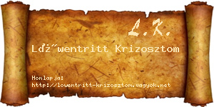 Löwentritt Krizosztom névjegykártya